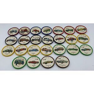25 Vintage Jello Hostess Coins Automobile Antique Car Chips Picture Wheels
